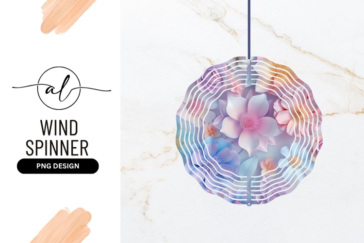 Pastel Flowers Round Wind Spinner Png