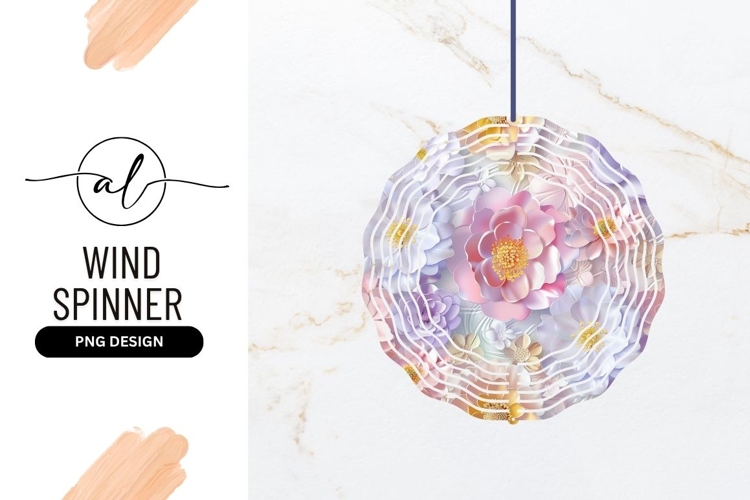 Pastel Flowers Round Wind Spinner Png