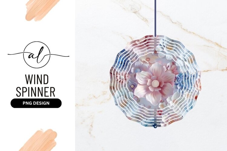 Pastel Flowers Round Wind Spinner Png example image 1