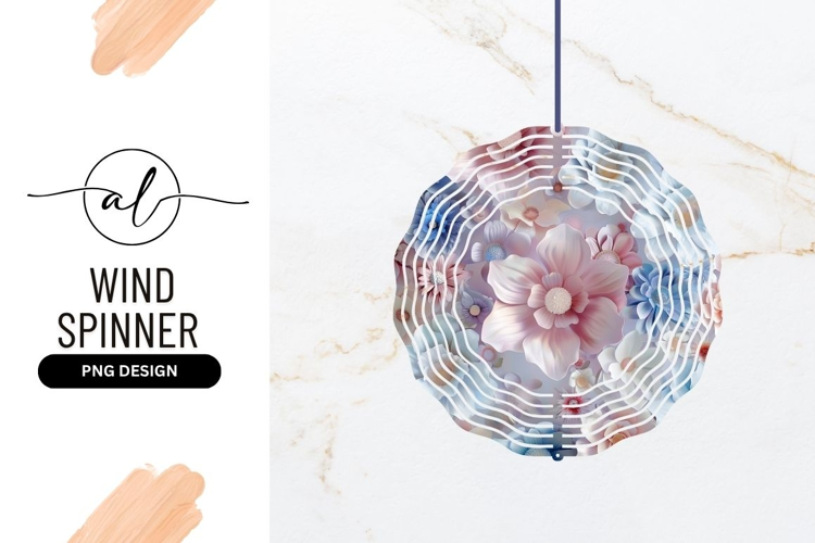 Pastel Flowers Round Wind Spinner Png