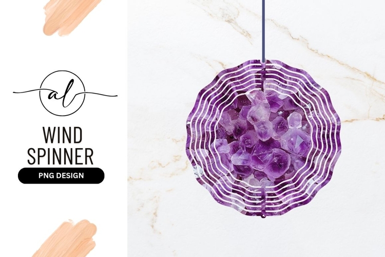 Amethyst Crystal Clusters Round Wind Spinner Png