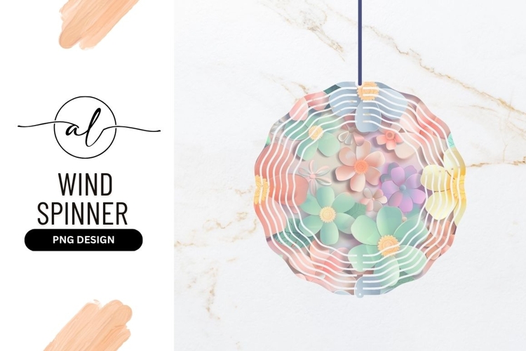 Pastel Floral Round Wind Spinner Png Image