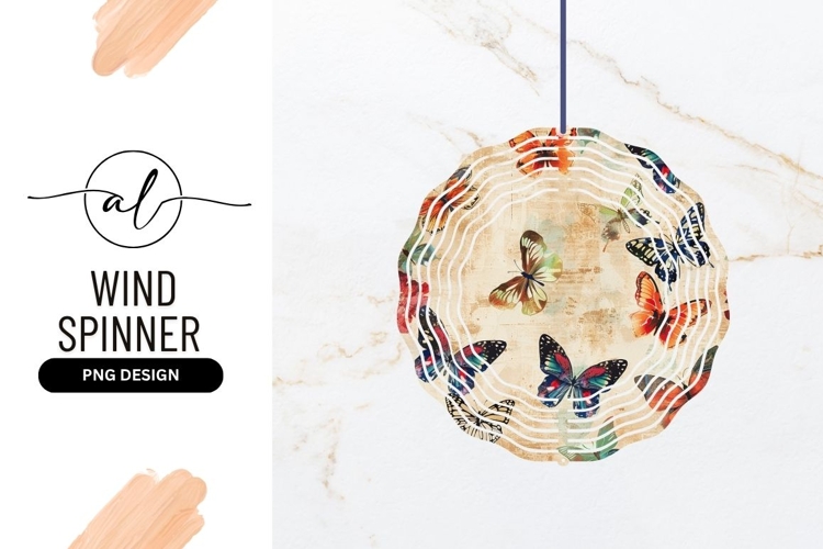 Colorful Butterfly Pattern on Textured Beige Background