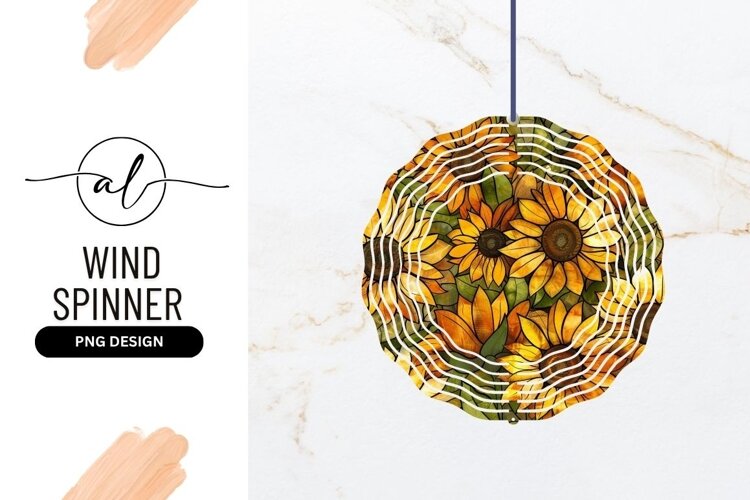 Stained Glass Sunflower Pattern with Yellow Orange example image 1