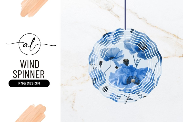 Blue Poppies Wind Spinner Round Png