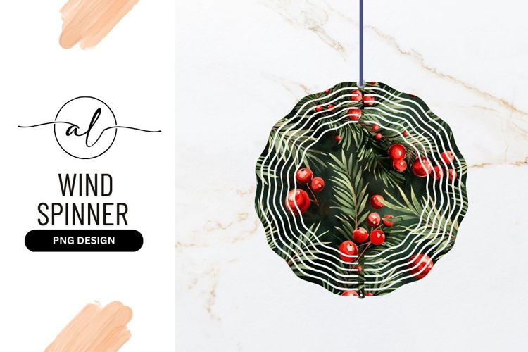 Watercolor Christmas Pine Branches And Red Berries