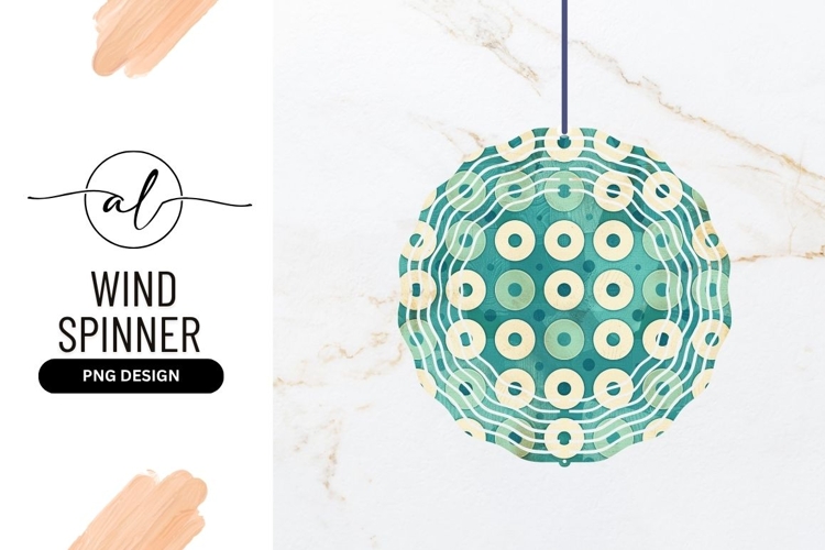 Teal And Cream Wind Spinner Round Png