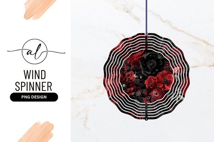Wind Spinner Floral Round Png Black Red