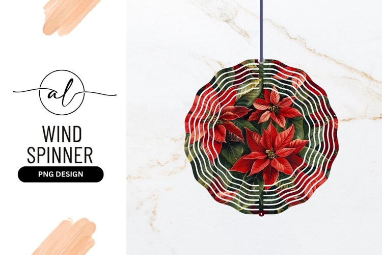 Poinsettia Flowers Round Decorative Wind Spinner Png