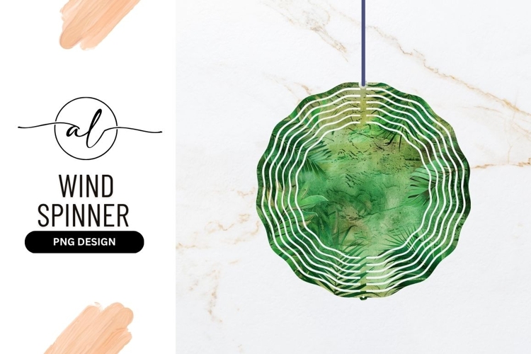 Tropical Green Leaves Wind Spinner Round Png