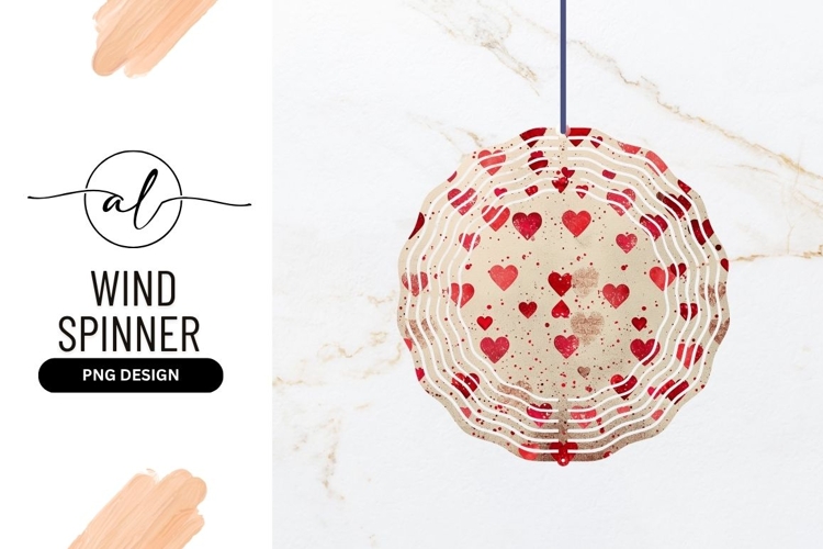 Red Heart Pattern on Beige Background with Splatter