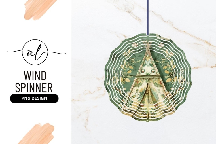 Floral Teepee Illustration on Green Background