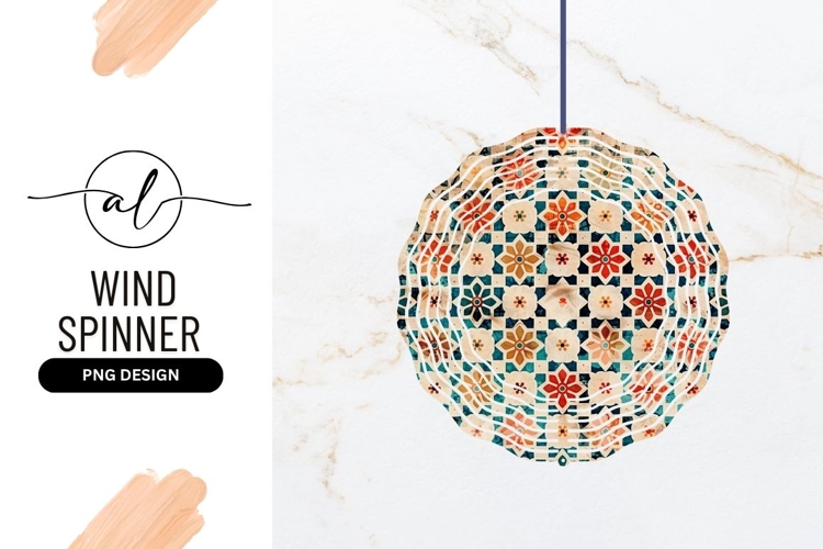 Round Floral Pattern Vintage Wind Spinner Png