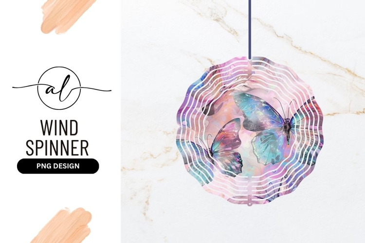 Pastel Butterflies Abstract Wind Spinner Round Png