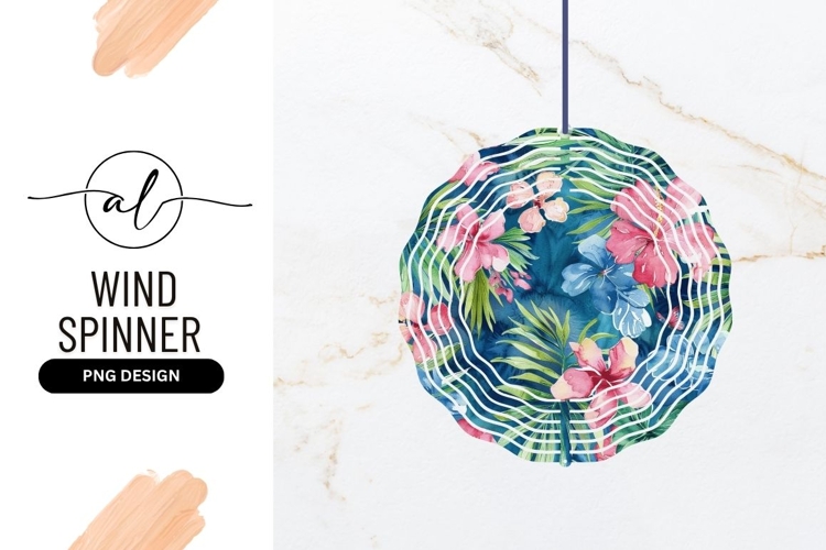 Watercolor Tropical Floral Pattern with Pink Blue and Green