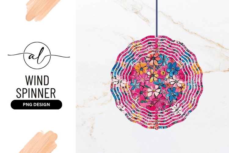 Bright Floral Pattern with Pink Blue Yellow and White Flower