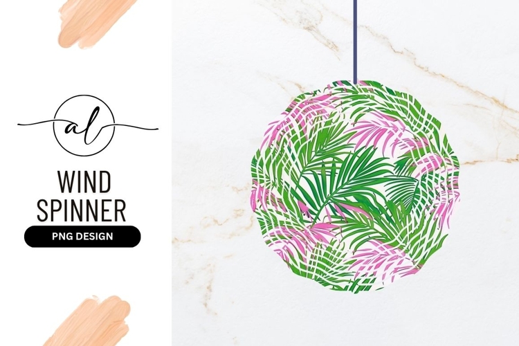 Tropical Palm Leaves Pattern Green and Pink on White