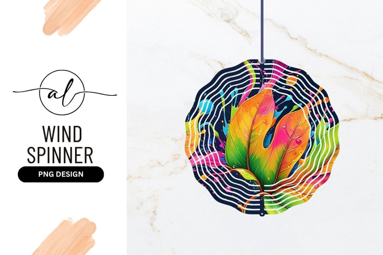 Colorful Leafy Abstract Illustration with Splashes and Drops