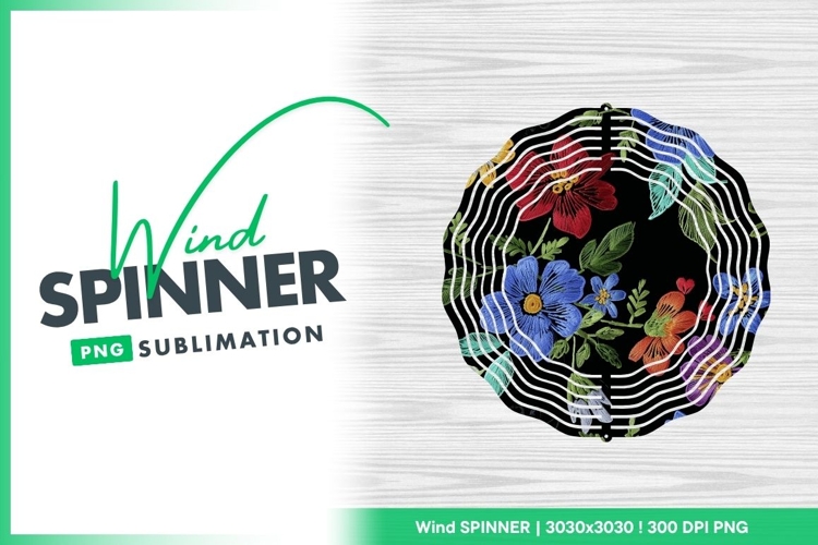Floral Wind Spinner Round Png Design