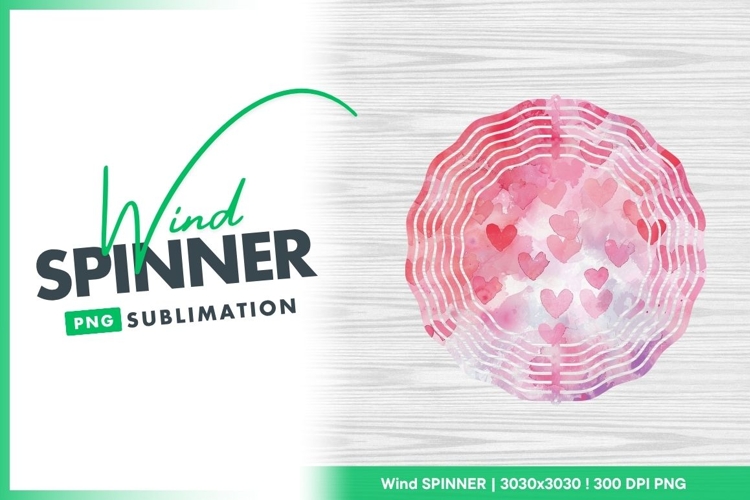 Watercolor Heart Wind Spinner Round Design