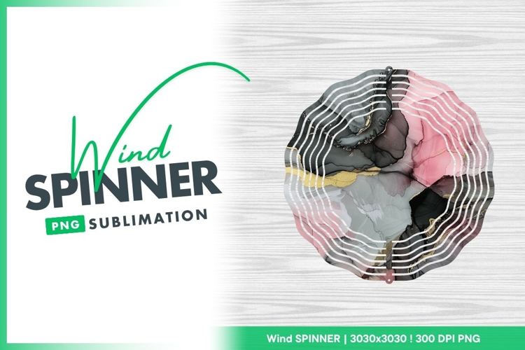 Wind Spinner Round Png with Abstract Ink Design