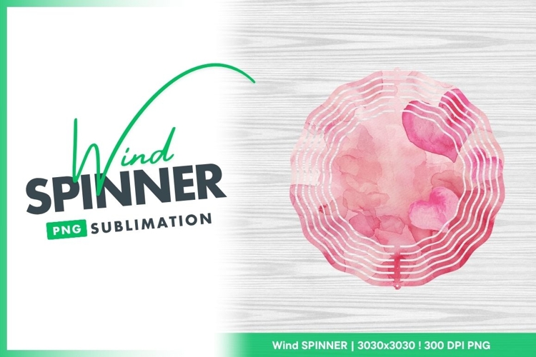 Watercolor Pink Heart Wind Spinner Round Design