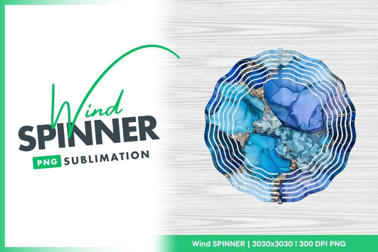 Blue and Teal Abstract Wind Spinner Round Design
