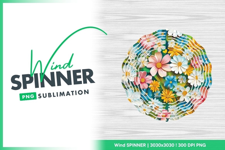 Colorful Floral Wind Spinner Round Png Design