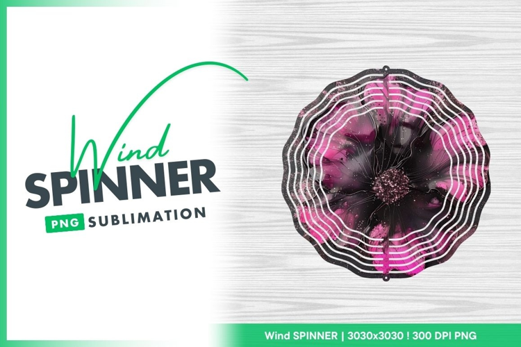 Abstract pink and black flower fine art wind spinner