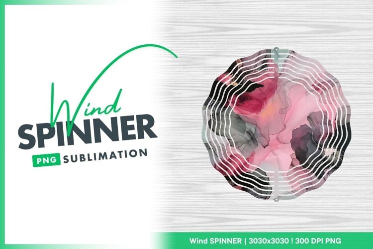 Wind Spinner Round Png with Abstract Floral Design example image 1