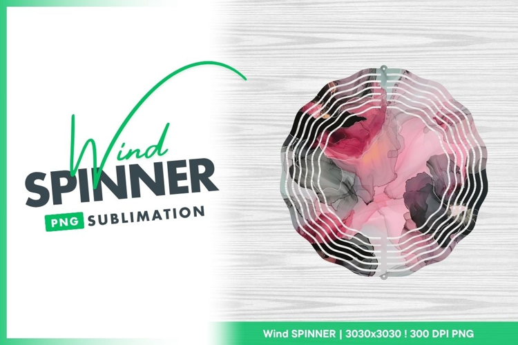 Wind Spinner Round Png with Abstract Floral Design