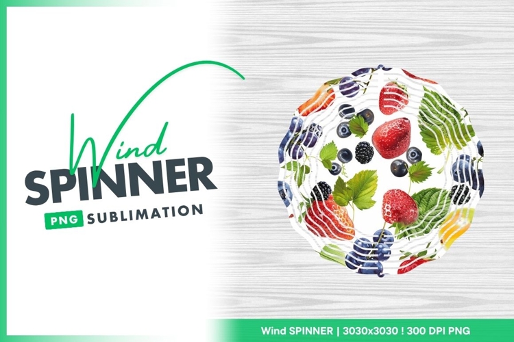 Berries and Fruits Design on Wind Spinner Round Png