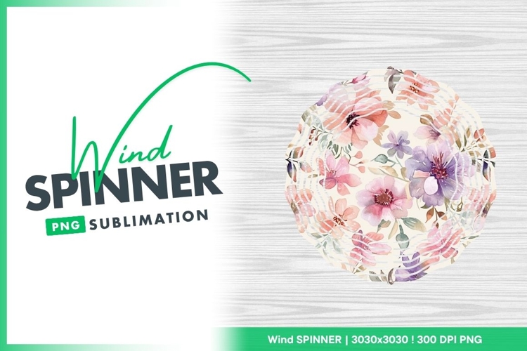 Floral Wind Spinner Round Png Design