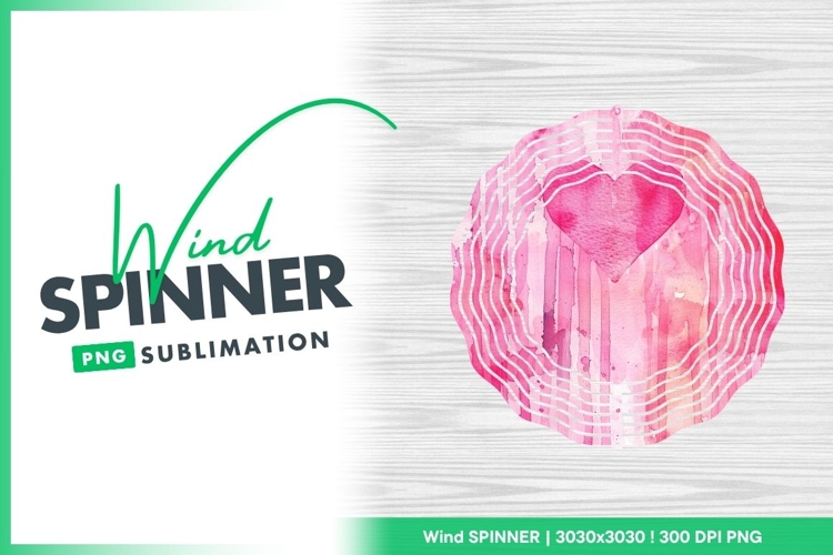 Watercolor Pink Heart Wind Spinner Design
