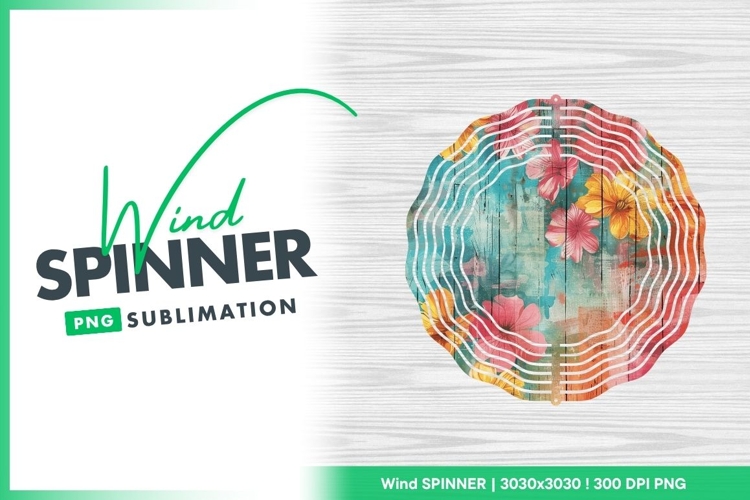 Floral Wind Spinner Round Png Design
