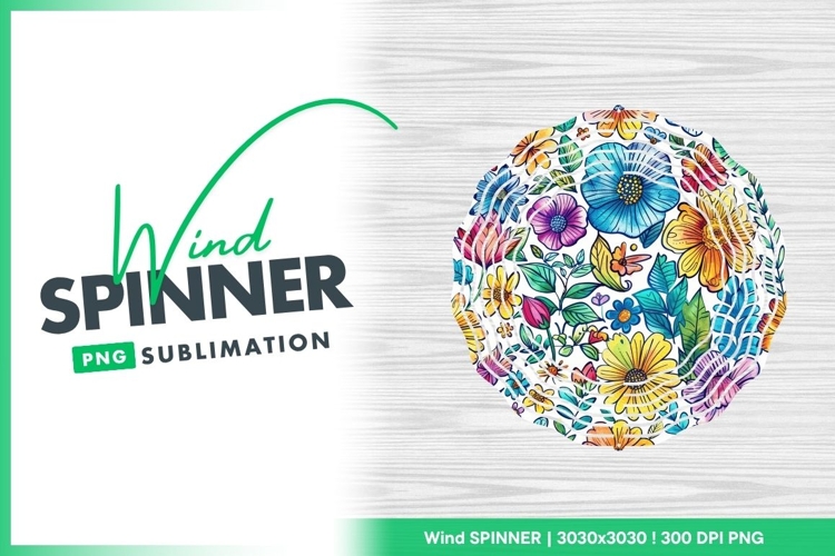 Colorful Floral Wind Spinner Round Png Design Sublimation