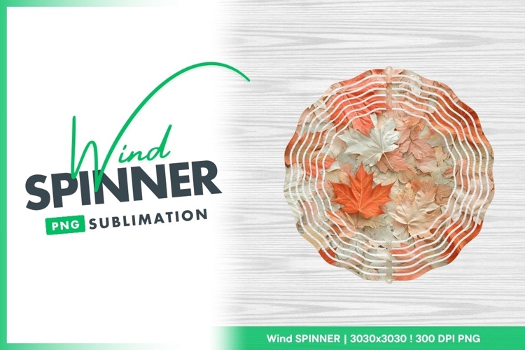 Autumnal Maple Leaves on Wood Wind Spinner Round Png