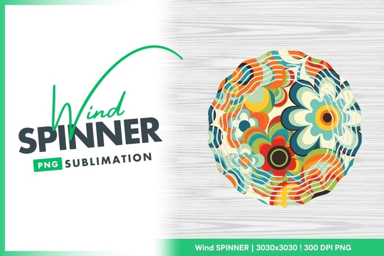 Colorful Floral Wind Spinner Round Png Design
