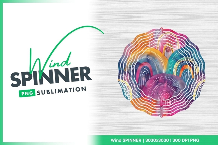 Colorful Watercolor Wind Spinner Round Png Design