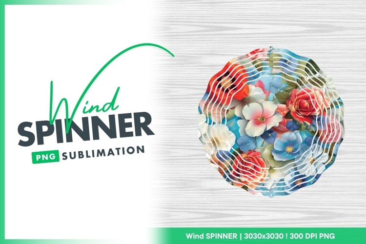 Floral Wind Spinner Round Png Design