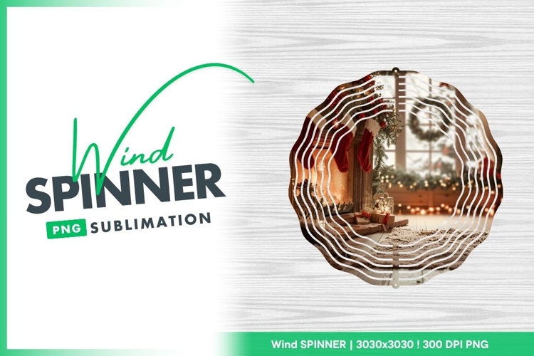 Christmas Scene Inside Round Wind Spinner Png Sublimation