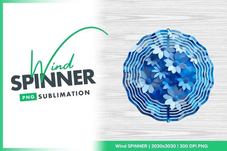 Blue Wind Spinner Round Floral Design