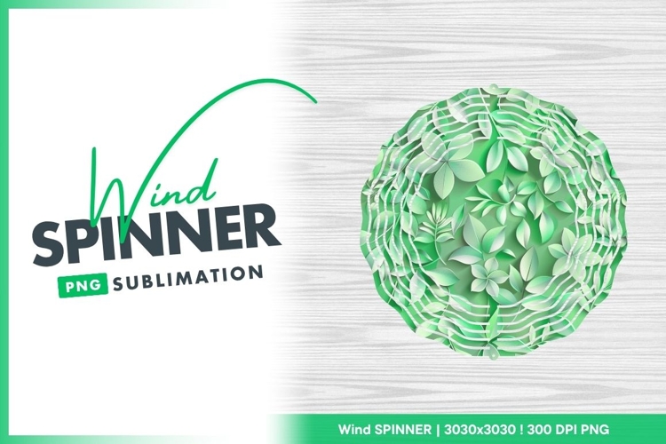 Green Wind Spinner Round Png with Leafy Design
