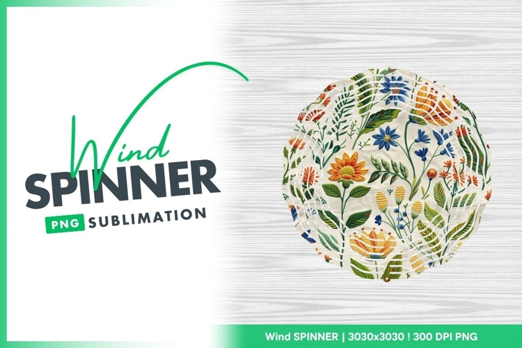 Floral Wind Spinner Round Png Design