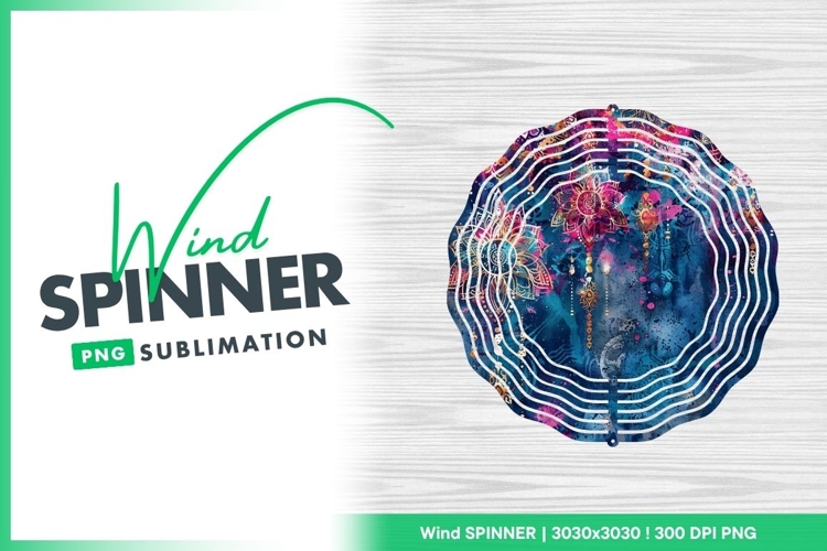 Wind Spinner Round Png with Floral Design