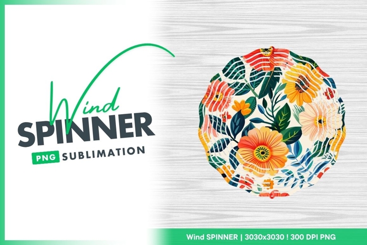 Floral Wind Spinner Round Png Sublimation Design