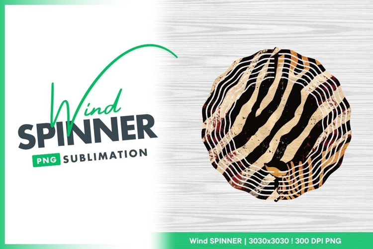 Zebra Stripe Pattern on Wood Wind Spinner Round Png