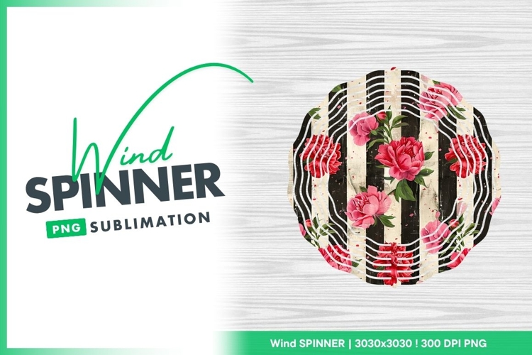 Peonies On Striped Background Wind Spinner Round Png