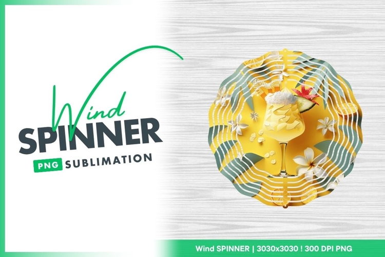 Tropical Cocktail with Lemon Slices Plumeria Wind Spinner