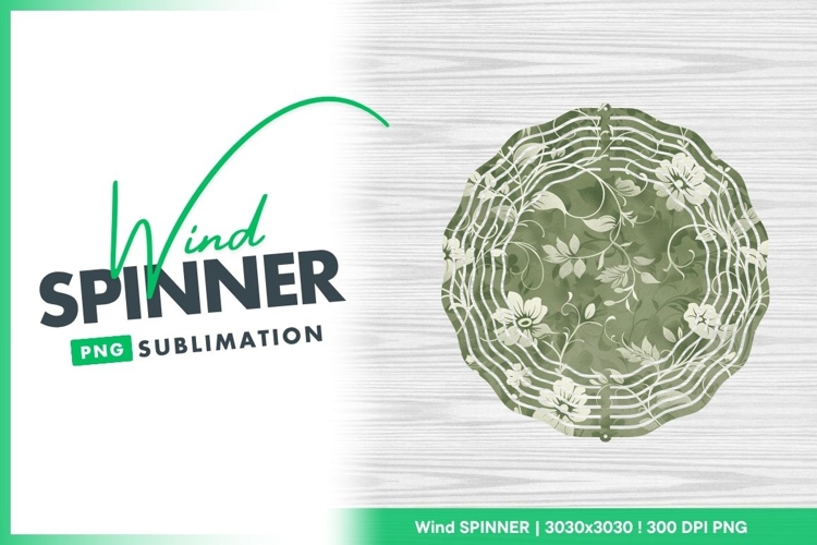 Floral Pattern with White Flowers and Vines Wind Spinner